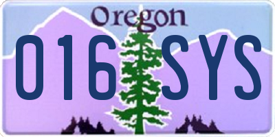 OR license plate 016SYS