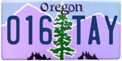 OR license plate 016TAY