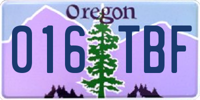 OR license plate 016TBF