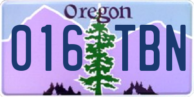 OR license plate 016TBN