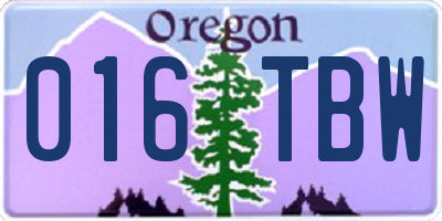 OR license plate 016TBW