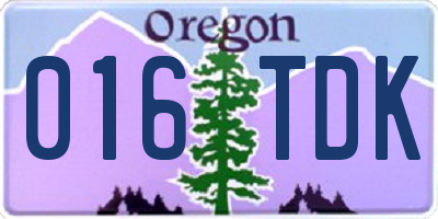 OR license plate 016TDK