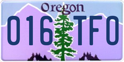 OR license plate 016TFO