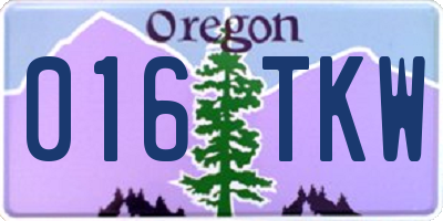 OR license plate 016TKW