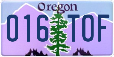 OR license plate 016TOF