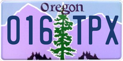 OR license plate 016TPX