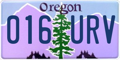 OR license plate 016URV