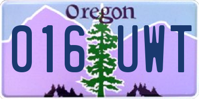 OR license plate 016UWT