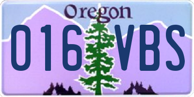 OR license plate 016VBS