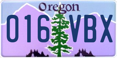 OR license plate 016VBX