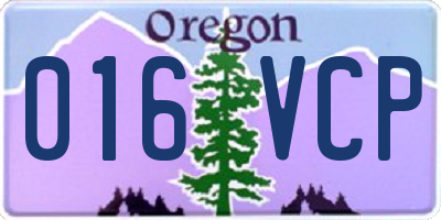 OR license plate 016VCP