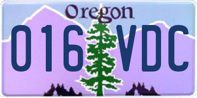 OR license plate 016VDC