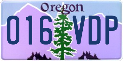 OR license plate 016VDP