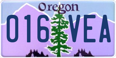 OR license plate 016VEA