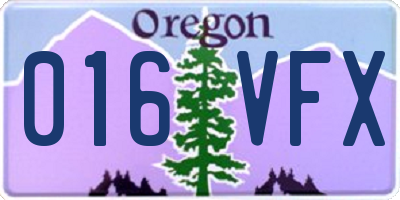 OR license plate 016VFX