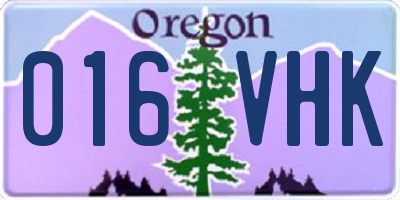 OR license plate 016VHK