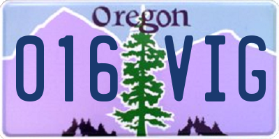 OR license plate 016VIG