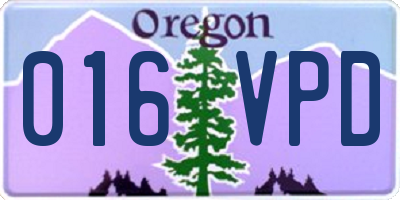 OR license plate 016VPD