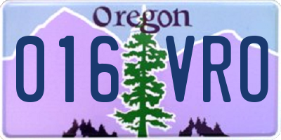 OR license plate 016VRO