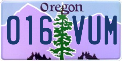 OR license plate 016VUM