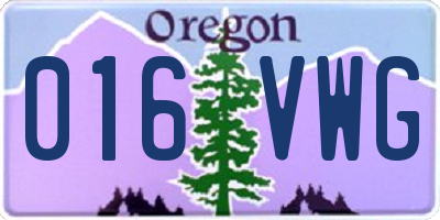 OR license plate 016VWG