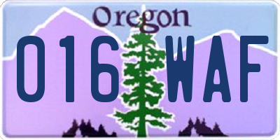 OR license plate 016WAF