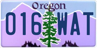 OR license plate 016WAT