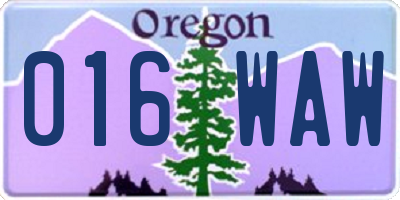 OR license plate 016WAW