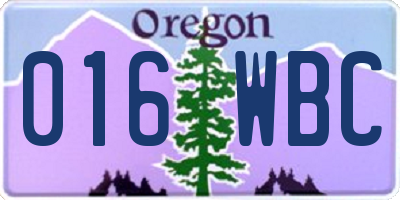 OR license plate 016WBC