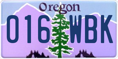 OR license plate 016WBK