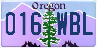 OR license plate 016WBL