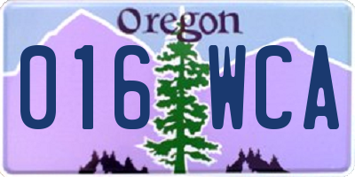OR license plate 016WCA