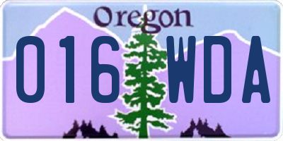 OR license plate 016WDA