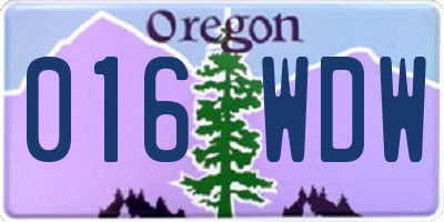 OR license plate 016WDW