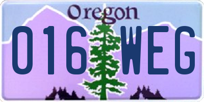 OR license plate 016WEG