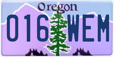 OR license plate 016WEM