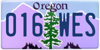OR license plate 016WES