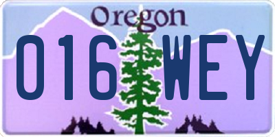 OR license plate 016WEY