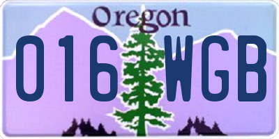 OR license plate 016WGB