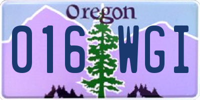 OR license plate 016WGI