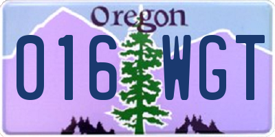 OR license plate 016WGT