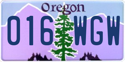 OR license plate 016WGW