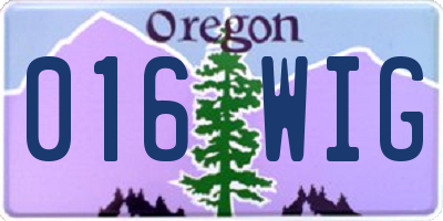 OR license plate 016WIG