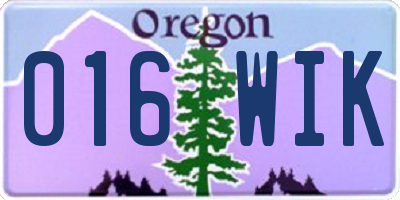 OR license plate 016WIK