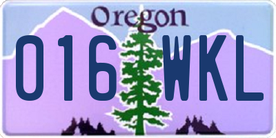 OR license plate 016WKL
