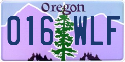 OR license plate 016WLF