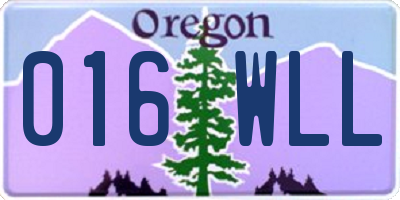 OR license plate 016WLL