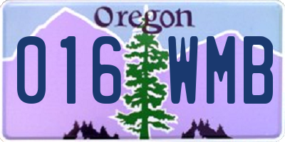 OR license plate 016WMB