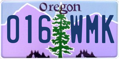 OR license plate 016WMK
