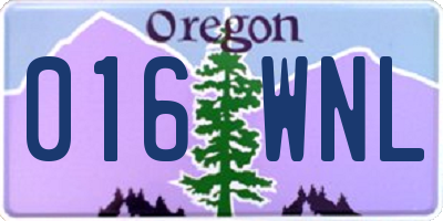 OR license plate 016WNL